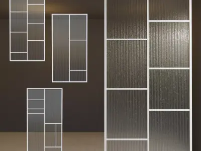 Glass partition door Set 31 Low-poly 3D model