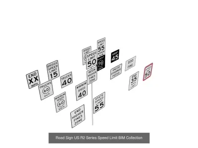 All-In-One Road Sign - US - R Series BIM Collection 3D Model Pack