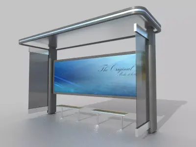 Bus Shelter 03 Low-poly 3D model