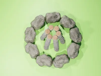 campfire stones and wood 3D model