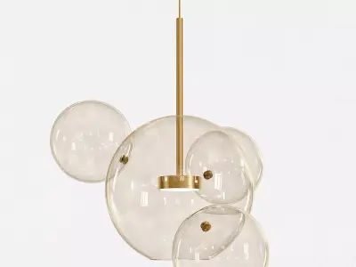 Clear Glass Ball Futuristic Chandeliers Art Deco Pendant Lamp 3D model