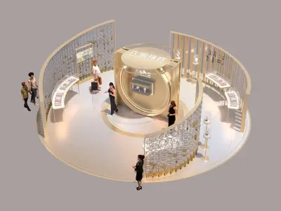 Jewelry Exhibition Exhibition Booth  Display Stand Arrangement  3D model