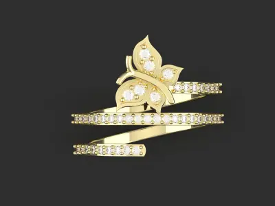 Diamond Butterfly Wrap Ring 3D print model