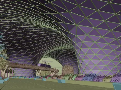 Airport Terminal With Parametric Roof  3D model