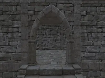 Low Poly Abandoned Temple With PBR Materials Low-poly 3D model