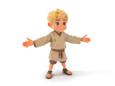 Young Adventurer Rigged and Animated D Character Model Low-poly 3D model