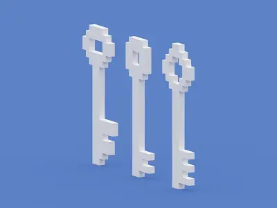  Voxel White Keys Low-poly 3D model