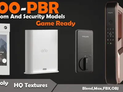 100-PBR Intercom And Security Models Low-poly 3D model