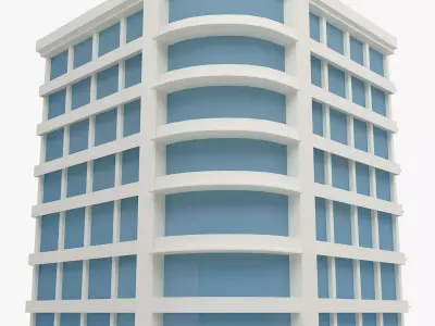 building low poly 4 office with windows Low-poly 3D model