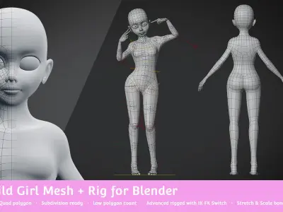 Base Meshes Child Starter Kit Low-poly 3D model