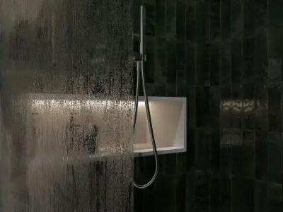 interior bathroom with wallpaper tile and marble color green  3D model