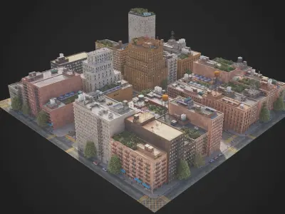 Realistic City District A6-A15 MAYA Low-poly 3D model
