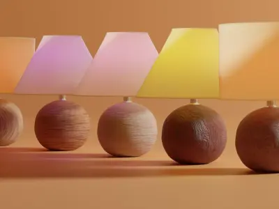 wood table lamp 3D model