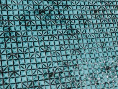 Modern Weathered Teal Geometric Pyramid Tiles PBR Seamless Texture