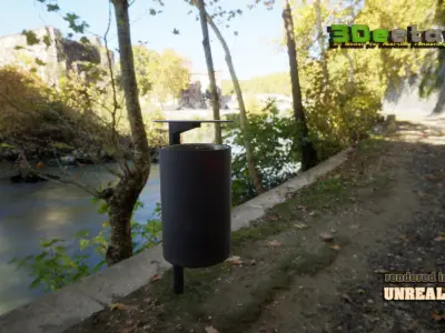 3D modern low poly PBR trash bin Low-poly 3D model