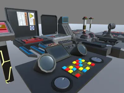 Sci fi Buttons Levers and Gear Ultimate Pack Low-poly 3D model