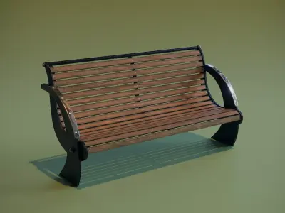Modern Park Bench Low-poly 3D model