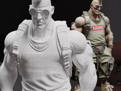 Urban Tactical Street Fighter Muscular Mohawk Warrior 3D print model