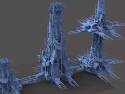 Tribal City Island towers  3D model