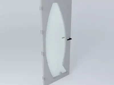 Letter "R", 3D door, very detail with glass, lock and hinger. Free 3D model
