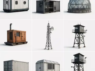 Arctic Research Outpost Kit  7 Game-Ready Assets FBX GLB BLEND Low-poly 3D model