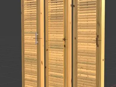 Closet wardrobe single door rectangle wooden handle 3D model