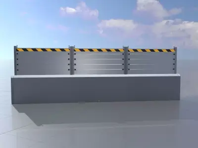 Aluminum flood protection wall with concrete foundation 2m x 6m Low-poly 3D model