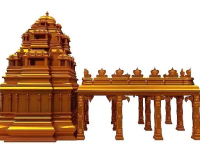 Hindu temple Low-poly 3D model