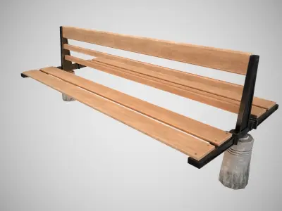 Low Poly Urbain Bench PBR Low-poly 3D model