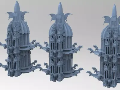 Golden Tower Lunar glass dome  3D model