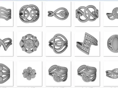 48 Ladies Light Weight Rings Bundle 3D print model