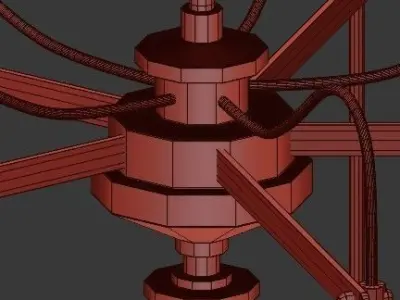 Untitled five light chandelier with brass and glass shades 3D model