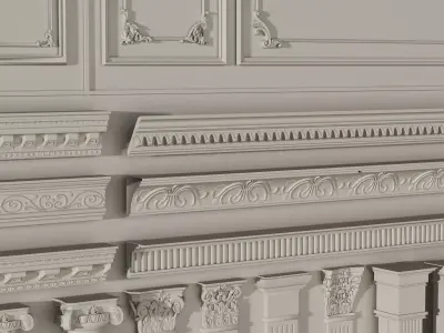 Collection stucco molding frame Low-poly 3D model