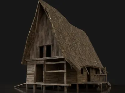 Next Gen AAA FANTASY MEDIEVAL WOODEN HOUSE VILLAGE THATCHED HUT Low-poly 3D model