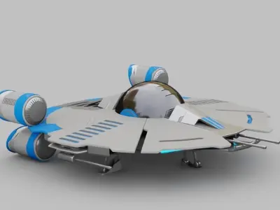 Starship futuristic spaceship flying in air 3D model