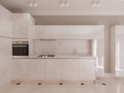 kitchen and studio interior design Low-poly 3D model