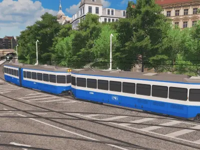 Zurich Tram 2000 Low-poly 3D model