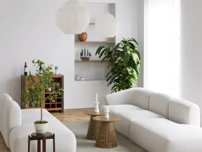 Modern White Interior With 3ds max - corona renderer 3D model