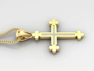 High Cross Pendant Light Gold 18K 4CP016 3D print model