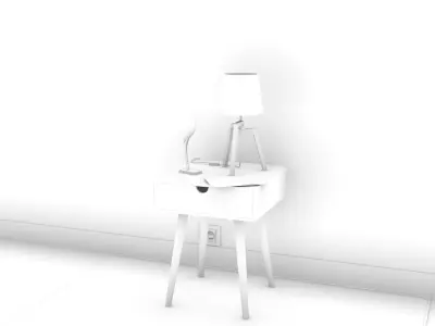 Bedside Table - Set Decoration Bedroom 05 3D model