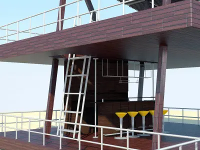 Lifeguard tower in sand 3D model