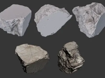 Small Concrete Debris Pack Low-poly 3D model