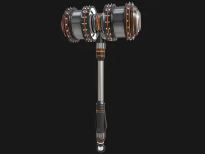  Sci Fi Battle Hammer 07 All PBR Unity UE Textures Included Low-poly 3D model