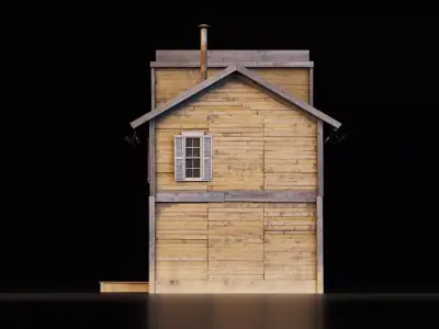 Old Western Wooden Shop Low-poly 3D model