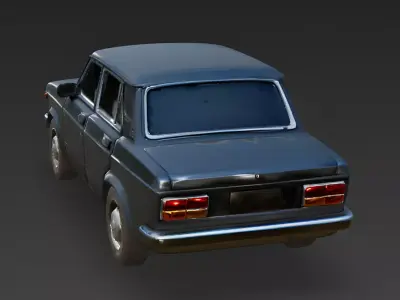 Stylized Charcoal Sedan 3D Model Low-poly 3D model
