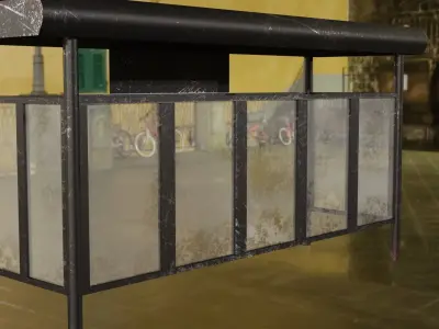 Rusty Bus Station Free low-poly 3D model