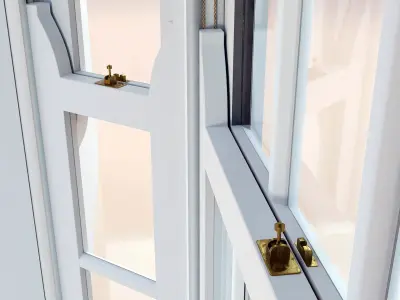 Bay Window with Movable Sash Window Components Low-poly 3D model