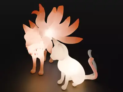 Indirect Lighting Between the Cat-Yokai and the Nine-Tailed Fox 3D model