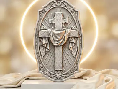 Sacred Cross Relief 3D Model 3D print model