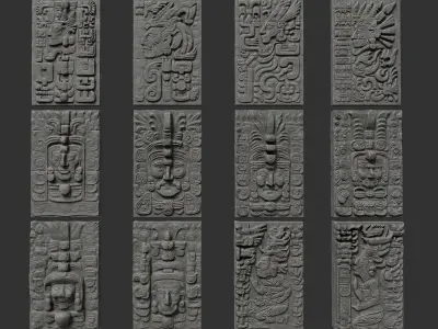 High poly Black Mayan Temple Wall 230719 3D model